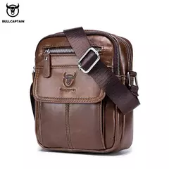 Bolsa de Ombro Casual Masculina Bullcaptain, bolsa mensageiro de negócios, mini bolsa de couro de vaca de alta qualidade, bolso de grande capacidade - Wolf Magazine