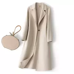 2023 elegante simples casaco feminino outono e inverno novo um botão pura lã reversível casaco de lã longo selvagem top das mulheres na internet