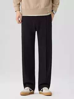Calça casual plissada masculina, calça de terno plissada, cintura em faixas, estiramento, perna larga plissada, calça reta solta, nova, outono, 2023 na internet