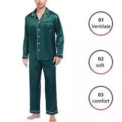Imagem do Conjunto de pijama com cardigã de manga comprida masculino, monocromático, lapela, casual, roupa de casa simples, pijamas, plus size, juventude, outono, inverno, 2 peças, conjunto