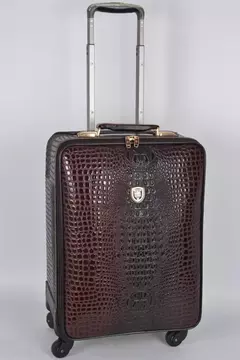 Crocodilo Padrão Couro Rolando Bagagem, Embarque Trolley Mala, Bagagem de Viagem Real para Homens e Mulheres, 16 20 24 Polegada