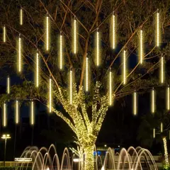 LED Meteor Shower Rain Lights Fairy String Light Impermeável, queda de chuva, festa de Natal, decoração do pátio, 1pc, 50cm