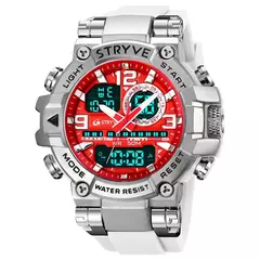 STRYVE-Homens resistente ao choque esporte relógios, relógio de pulso impermeável, LED alarme, cronômetro, relógio militar, 50m, 8025 na internet