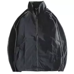 Blusão solto de retalhos masculino com bolsos, jaqueta bomber, zíper listrado, gola alta, impermeável, esportes ao ar livre, casual, outono - Wolf Magazine