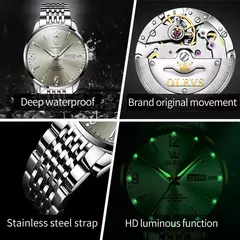 OLEVS-Relógio Mecânico Automático Masculino, Aço inoxidável, Impermeável, Luminoso, Data, Luxo, Original, 9928 na internet