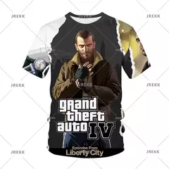 Imagem do Camisetas gráficas Grand Theft Auto VI masculinas, Boy Streetwear, Tops masculinos casuais, Roupas impressas 3D do jogo GTA 6, Novos jogos