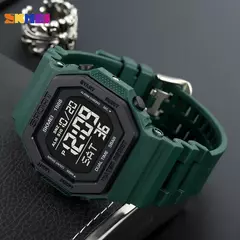 Skmei 1988 relógio esportivo digital para homens display led militar contagem regressiva relógios de pulso à prova dwaterproof água masculino reloj hombre 1628