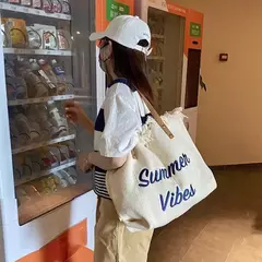 Bolsas de lona grandes para mulheres, bolsa de praia, sacolas de compras, bolsa de ombro axilar feminina, bolsas casuais de alça superior - comprar online