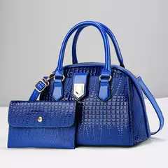 Imagem do Ombro crocodilo com carteira feminina, bolsa brilhante de couro PU, bolsa de alta qualidade, 2 pçs/set, estilo outono e inverno, 2024