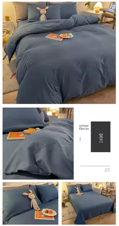 Lençóis de algodão lavados e capas de edredão, estilo japonês, peça dupla, conjunto de cama de quatro peças para estudante, três peças na internet