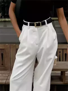 Tossy-Calças femininas de cintura alta, roupa Y2K, retalhos brancos, calças casuais de perna larga, soltas, calças femininas finas, moda outono na internet