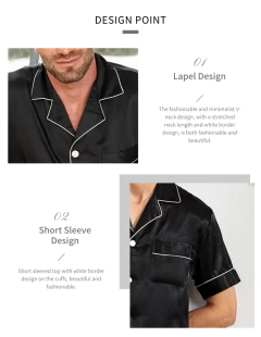 Conjunto de pijamas de manga curta masculino, camisa e shorts de botão, loungewear, roupa de dormir, verão na internet