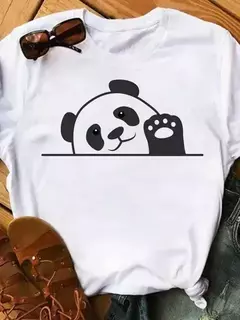 Maycaur-camiseta de manga curta para mulher, top solto com estampa de panda fofa, casual e solta, verão - comprar online