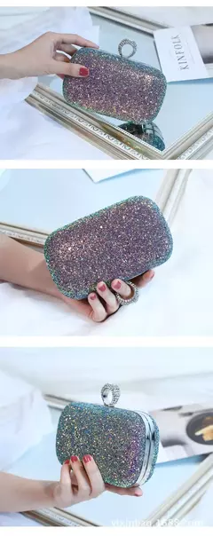 Evening Pink Clutch Purse Mulheres Bling Lantejoulas Bolsas 2023 Novo Designer De Moda Saco De Telefone De Luxo Crossbody Pequeno Saco De Designer - loja online