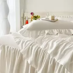 Microfibra cama Duvet Cover Set, Ruffle Duvet Cover, Rainha Gêmea, 100% Lavado, gasto Chic Farmhouse Pillow Shams, 3Pcs - Wolf Magazine