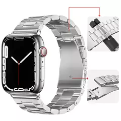 Pulseira de metal para Apple Watch, pulseira de aço inoxidável, pulseira para iWatch Series 7, 6, 5, 4, SE2, 9, 8 Ultra, 44mm, 40mm, 45mm, 41 milímetros, 42 milímetros, 49 milímetros