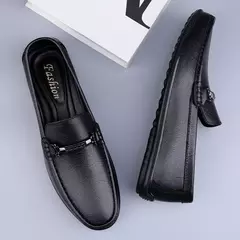Imagem do Sapatos de couro genuíno para homens, mocassins de negócios casuais, apartamentos artesanais para dirigir, moda que combina com tudo, nova chegada