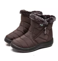 Botas femininas botas de tornozelo com pele sapatos de inverno mulheres saltos baixos botas de inverno neve à prova dwaterproof água botas mujer calçados de inverno na internet