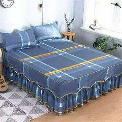 Conjunto de colcha de algodão bordado, saia de cama, fronhas, capa de folha, rei, rainha, duplo, 1.5 m, 1.8 m, 2m, 3pcs na internet