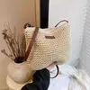 Bolsas boêmias de praia de palha para mulheres, alta capacidade, bolsa de ombro artesanal, bolsas de tecido casual, bolsa