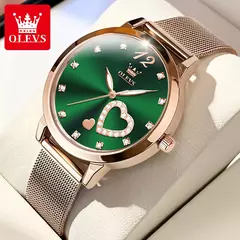OLEVS-Relógio de pulso quartzo japonês feminino, relógios impermeáveis, pulseira de aço inoxidável, vestido fashion, luminoso Diamond face, relógio feminino - comprar online
