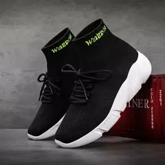 Moda masculina sapatos casuais leves sapatos masculinos tênis de plataforma de renda tênis unissex meias sapatos zapatillas hombre