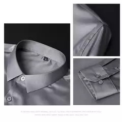 Imagem do Camisas masculinas de manga comprida, camisas de vestido masculinas, blusa de negócios sociais, cor sólida, anti-rugas, alta qualidade