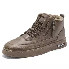 Botas de neve retrô de pelúcia antiderrapante masculina, sapatos quentes de algodão, moda clássica, confortável, esportes ao ar livre, casual, inverno, novo, 2024 na internet