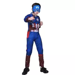 Capitão américa traje muscular super-herói capitão américa músculo cosplay macacão escudo halloween carnaval festa traje para criança - loja online