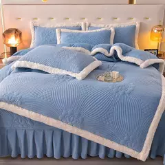Colcha de casal luxuosa cama de verão 150 nova cor sólida reversível colcha e fronha leite velo coreano capa de cama algodão