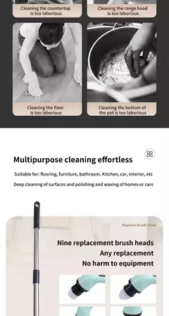 Escova de limpeza elétrica 9 em 1, purificador elétrico, ferramentas de limpeza elétrica, salão, cozinha, banheiro, utensílios de limpeza - Wolf Magazine