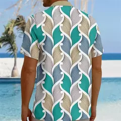 Camisa estampada de leopardo masculina, botão havaiano de manga curta diária, roupa casual confortável, novo, 2024 - loja online
