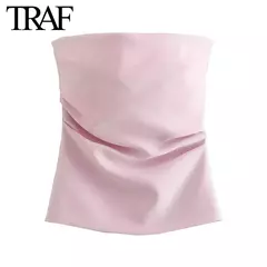 TRAF-Blusa sem mangas sem alças para mulheres, tops femininos, zíper traseiro, roupas de rua, tanque chique, moda verão, nova - Wolf Magazine
