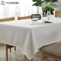 Daisy Flower Pattern Tablecloth, Linho e algodão Lace Edge, Toalha de mesa retangular, Casa e Hotel Textile, Venda quente - comprar online