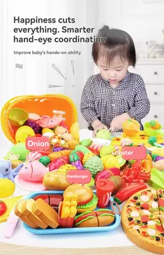 Grande carrinho de compras de supermercado para crianças, carrinho para crianças, brinquedos Push Car, simulação de frutas, comida, presentes de aniversário, novo - loja online
