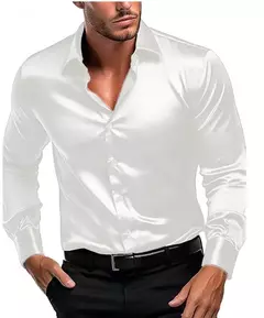 Camisa casual de manga comprida masculina, social e empresarial, cor sólida, moda outono - comprar online