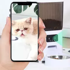 Alimentador automático para animais de estimação, 5l, com câmera, alimentador automático para gatos, dispensador inteligente de comida para cães, temporizador wi-fi, tigela de alimentação de aço inoxidável (sem plugue 5v 2a) - loja online