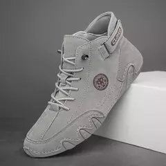 CLOHOO-Botas de couro confortáveis masculinas, solas macias, sapatos britânicos - loja online