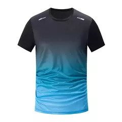 Camiseta masculina gradiente de manga curta cor, camisa de coringa lazer juvenil, camiseta de ginástica em execução, secagem rápida, europeia e A na internet