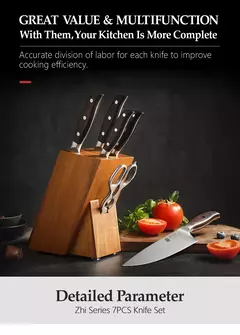 Imagem do XINZUO-Profissional Conjunto De Facas De Cozinha Completo, Alemão 1.4116 Conjuntos De Facas De Aço Inoxidável, Melhor Ferramenta De Fatiamento De Cozinha, 7 PCs