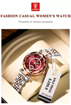 POEDAGAR-Relógio de Luxo Feminino, Alta Qualidade, Diamante, Quartzo, Impermeável, Data, Aço Inoxidável, Senhoras Relógios, Caixa Incluída
