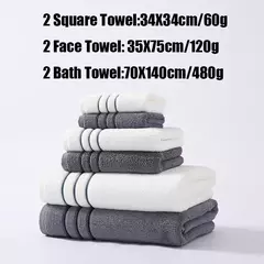 Imagem do Algodão Bathroom Towels Set, Super Absorvente, 2 Hand Towels, 2 Face Towel, Hotel White Towel, 34x34, 35x75, 70x140, 6 Pcs