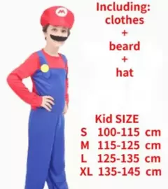 Super luigi cosplay traje adulto macacão barba chapéu masculino e feminino conjunto criança traje de halloween