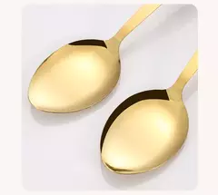 Imagem do Louça de aço inoxidável com contas duplas, Rack com alça de plástico, faca de bife, garfo e colher, presentes high-end, 24PCs