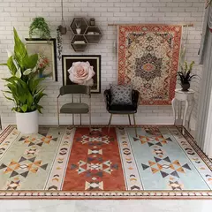 American Retro Living Room Decoration Tapete, Tapetes de cabeceira Boho para qua - Wolf Magazine