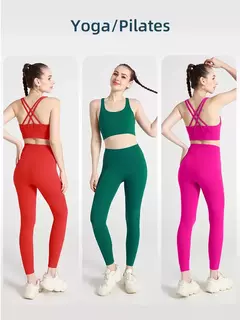 Roupa de ioga feminina de 2 peças, conjunto de treino rápido, roupa de fitness respirável, sutiã e leggings esportivos, roupas fitness, novo, 2024 - comprar online