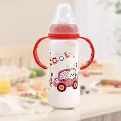 Mamadeira de grande capacidade com alça, desenho animado, material de segurança, bebê, 0-3 anos, 250ml na internet