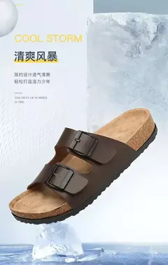 Imagem do Chinelos de couro Herringbone para casais, chinelos retrô para homens e mulheres, sandálias de praia casuais, nova moda, verão 2024