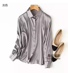 Camisa de seda pesada de luxo feminina, manga comprida, 93% seda amoreira, estilo senhora do escritório, viajante, primavera, verão - loja online