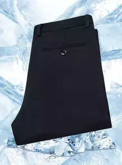 Calças de roupa elástica de resfriamento masculina, calças estrias de escritório, seda gelada, calça masculina de verão, calças de alfaiataria elegante, clássica, 2024 - loja online